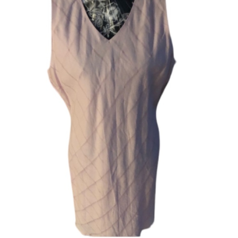 Sherry Taylor size XL pink v-neck sleeveless dress linen like bias cut